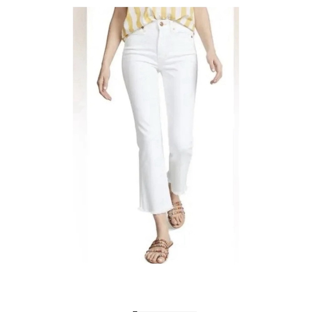 Ayr White Magnolia Wash White Jeans Crop Ankle Length Fray Hem Jeans Sz 26S